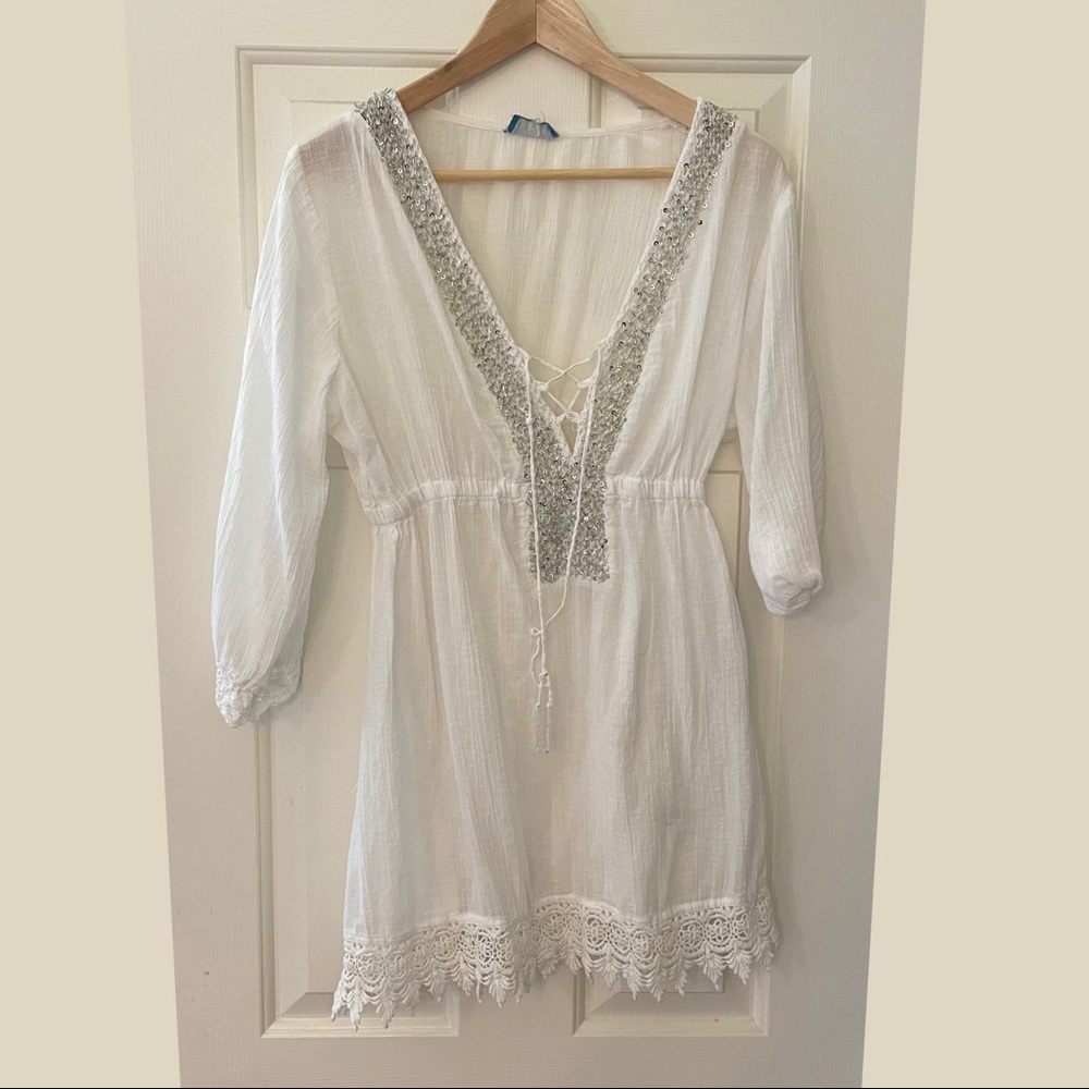 Blue Island women’s white sequin cover up S